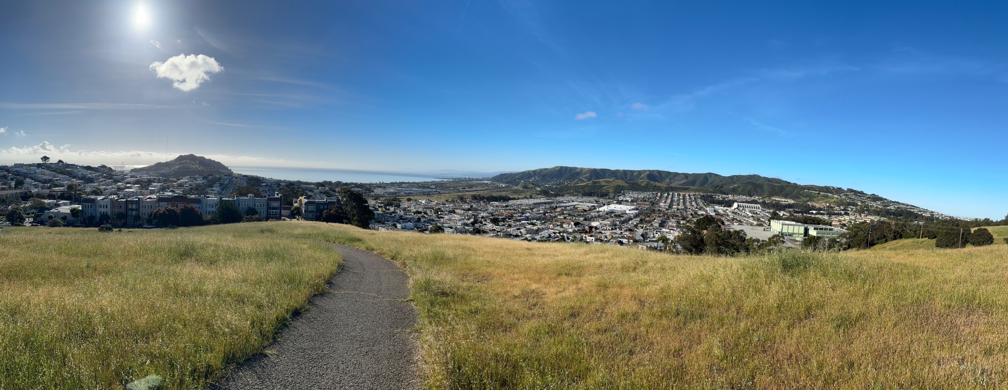 San Francisco landscape with a curving path through the hills